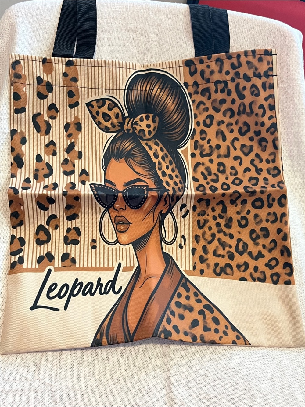 Fantastic Leopard Print Canvas Tote Bag - Fashionable Brown Print - Picture 7 of 7